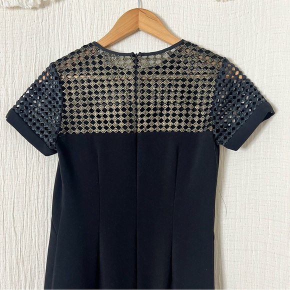 Banana Republic metallic gold and back dress size 2 short sleeve lace top - Picture 7 of 10